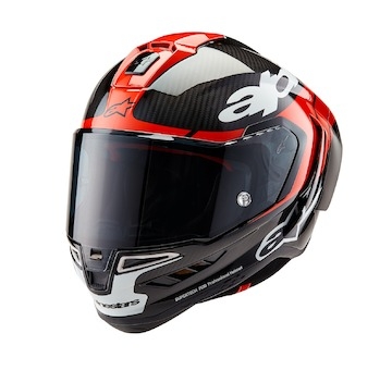 přilba SUPERTECH R10 ELEMENT, ALPINESTARS (karbon/červená fluo/bílá, vel. L)