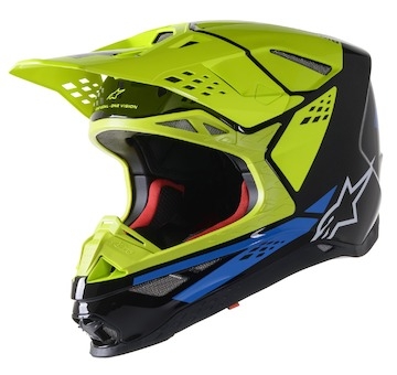 přilba SUPERTECH S-M8 FACTORY, ALPINESTARS (černá/žlutá fluo/modrá lesklá, vel. XL)