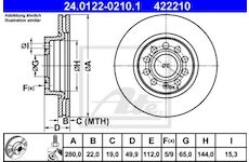 brzdový kotouč přední 280/22mm